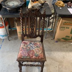 Antique French carved oak chair