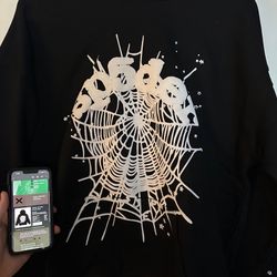 Sp5der OG Hoodie - Black and White Size Large 
