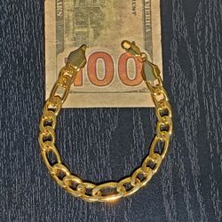 8 Inch Gold Filled Figaro Curb Chain Bracelet 10MM 