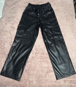 Almost Famous Faux Leather Cargo Pants – High Rise, Straight Leg