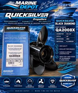 Genuine Quicksilver Black Diamond Propeller – QA2008X – 15 1/4” x 15P RH