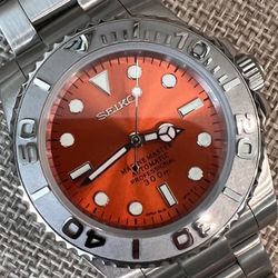 40MM New SEIKO Marine Master Automatic Watch With Orange Dial Monster YACHTMASTER Mod. Movimiento Automatico 