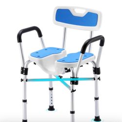 U-Shaped Shower Chair for Inside Shower, 600lbs Heavy Duty Shower Chair with Arms and Back, 