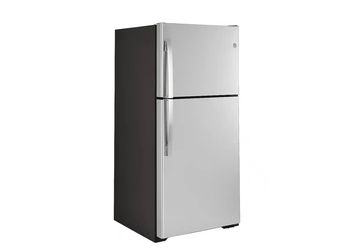 GE 30-inch top-freezer refrigerator has a 19.2 cubic foot capacity and features a stainless