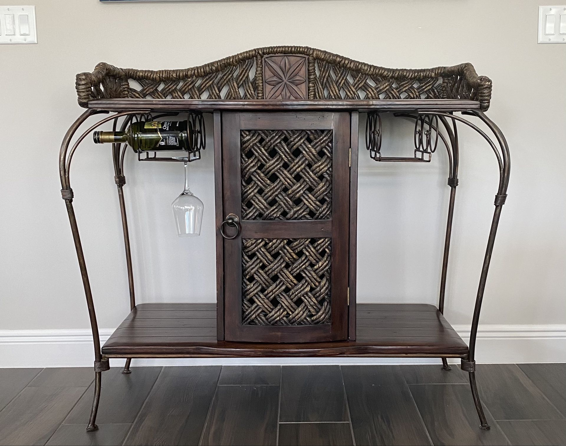 Console Table w Mirror & Wine & Glass Holder