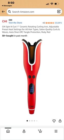 CHI Spin N Curl 1″ Ceramic Rotating Curling Iron, Adjustable Preset Heat Settings for All Hair Types