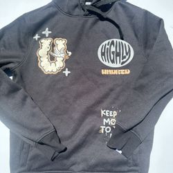 Highly Undrtd Men's 'Roll Another' Black Hoodie Sweatshirt