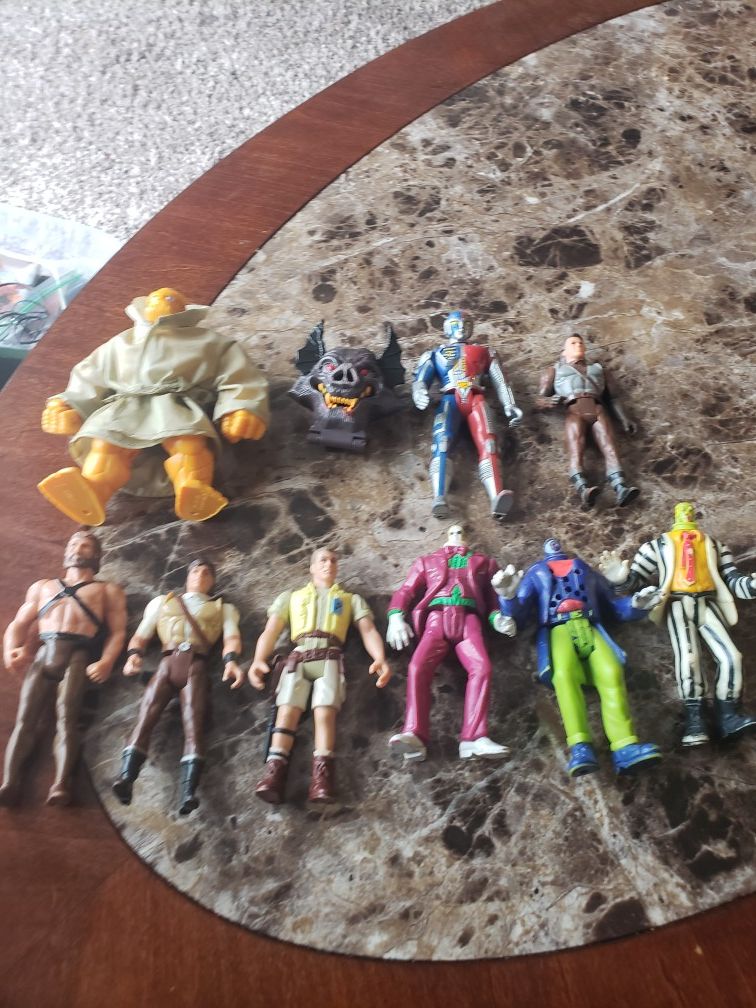 1980's-90's action figure lot, beetle juice, mighty max, marvel, power rangers