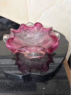 Vintage Murano Pink Art Glass Bowl /Candy dish