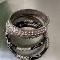 Bebe Rhinestone Bangle Bracbracelet Set 