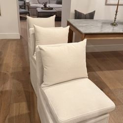 Set Of Three Upholstered Dining Chairs Crate And Barell