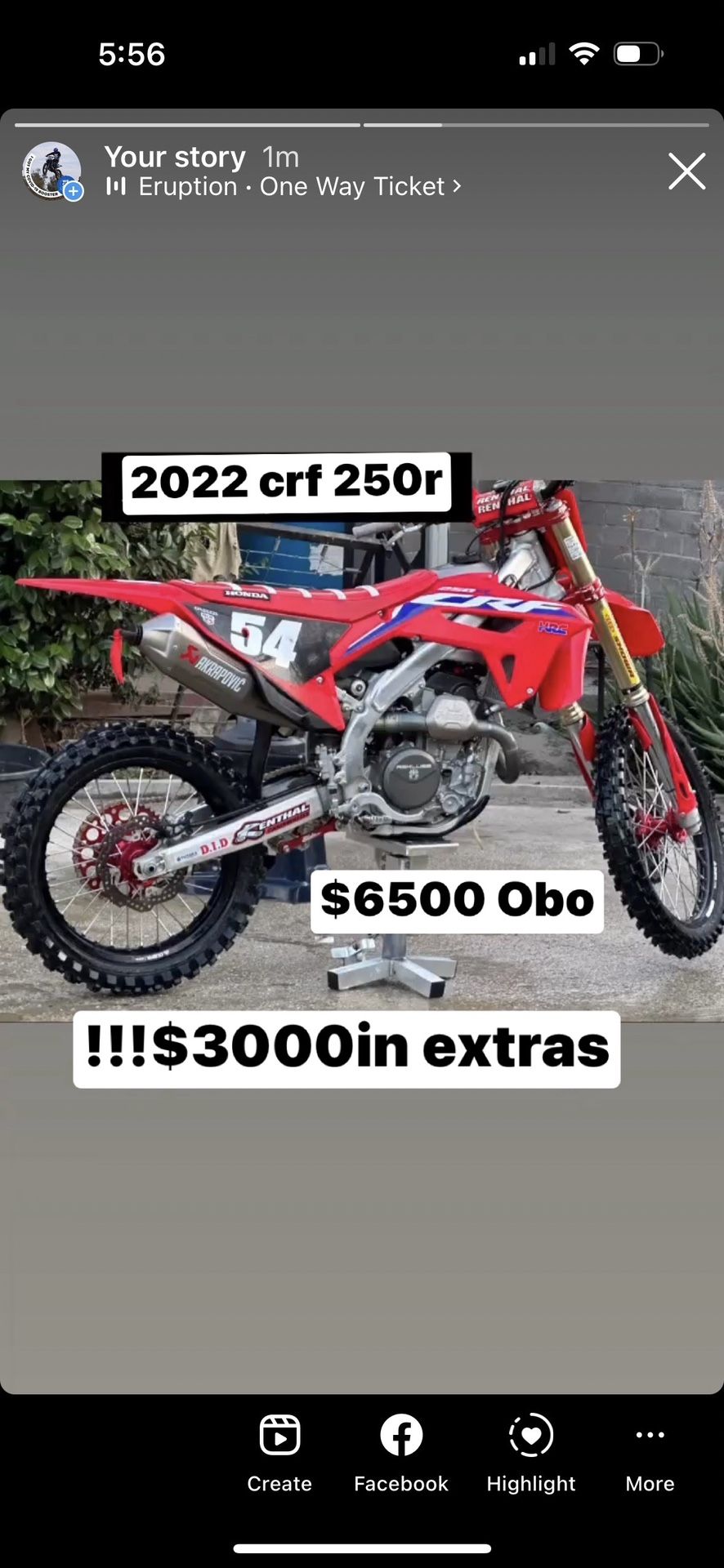 2022 Honda Crf 250r $6500 OBO