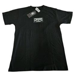 Crooks & Castles Men's Rubber Logo Design Black Size Large T-Shirt NWT