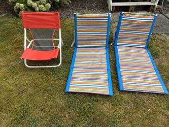 Folding Beach Chairs Set of 3