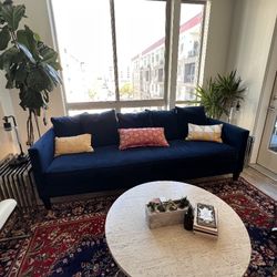 Blue Velvet West Elm Couch 