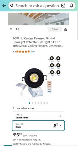 3” Black POPANU 5CCT Dimmable- New 6 Pack 