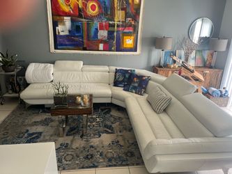Modern sectional white Italian leather