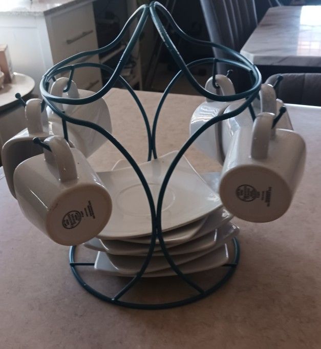 Expresso Set Cup With Plates And Rack 12.00