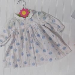 Vintage Tommy Hilfiger Baby Girls 3-6 Months Blue Floral Bouquet Dress