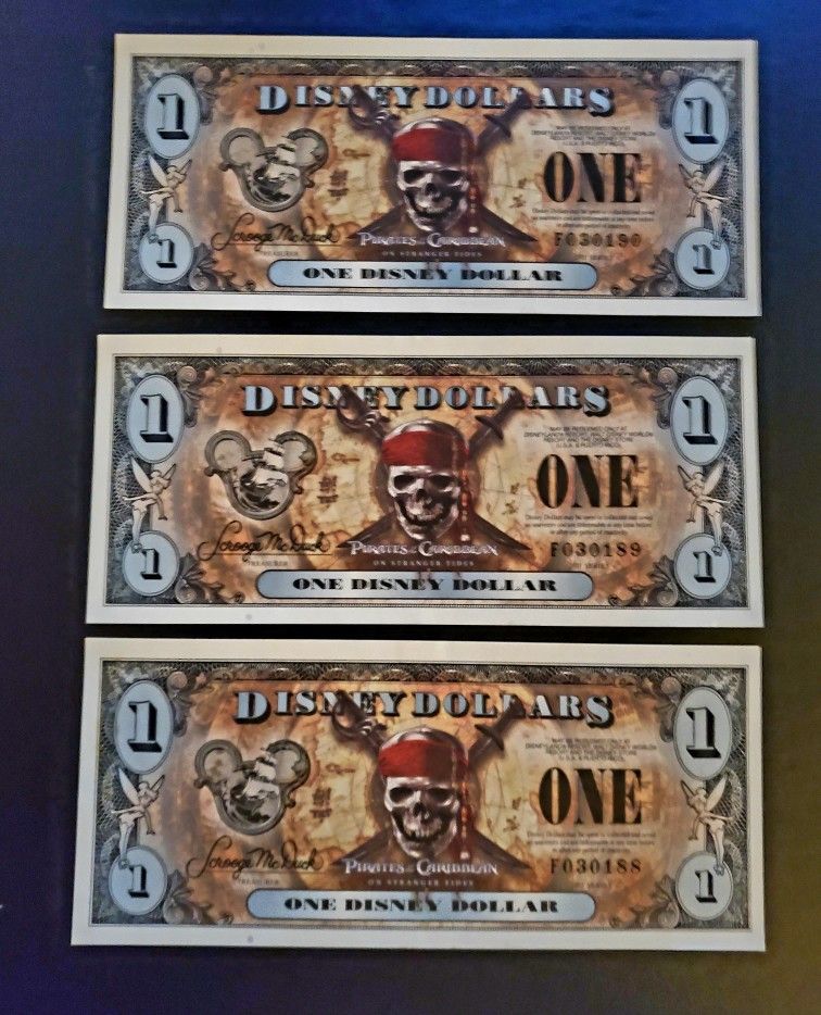 A set of Disney's Pirates of the Caribbean Dollars