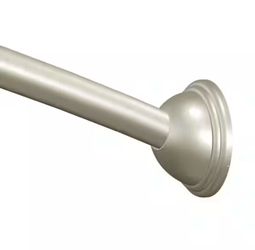 Moen Brushed Nickel 5-Foot Curved Fixed Mount Shower Curtain Rod with Pivoting Flanges, CSR2165BN