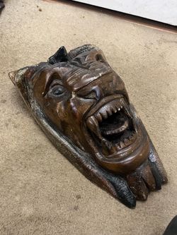 Vintage XL Indonesian Wood carved Tiger statue