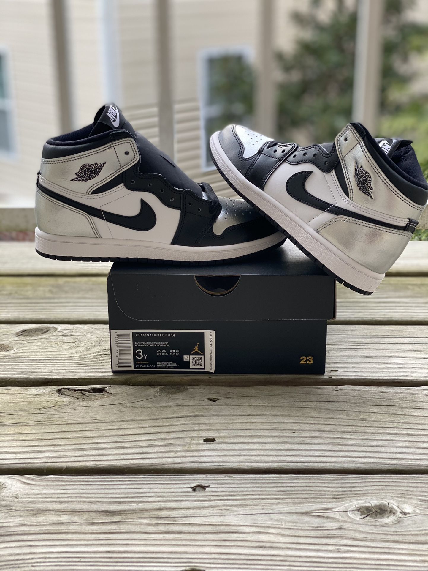 BRAND NEW JORDAN HIGH SILVER TOE FOR SALE!!! PRE SCHOOL SIZE $125