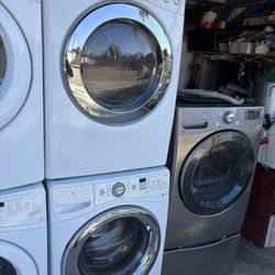 Whirlpool and LG Stackable Washer and electric dryer Excellent working condition Heavy duty W27 D31.5 H76 Washer 4.3 cu ft 110 volts Dryer 7.3 cu