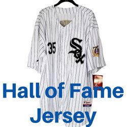 New Frank Thomas Majestic 2014 Hall Of Fame Pinstripe Home Jersey 75 Year Patch  Size 56