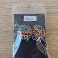 Brand New!!! CIRCULAR MULTICOLORED BEADED STUD EARRINGS