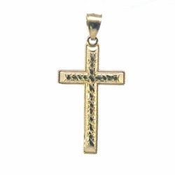 Men’s 10k Yellow Gold 1.5” Inch Gold Nugget Cross Pendant for Necklace GP3137441