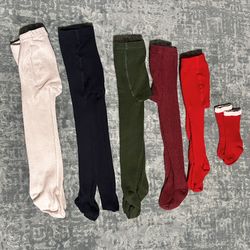 Bundle of Baby Girl Cable Knit Tights & More | Size 12-24 months
