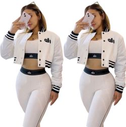 Alo Yoga 3-Piece Set Jacket Bra Leggings
