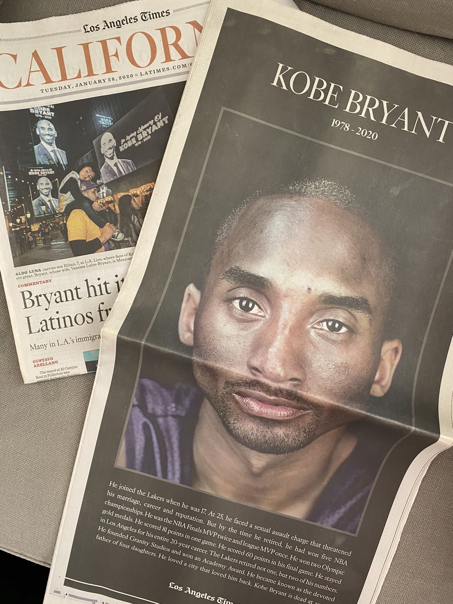 Kobe Bryant LA Times Newspaper 💜💛