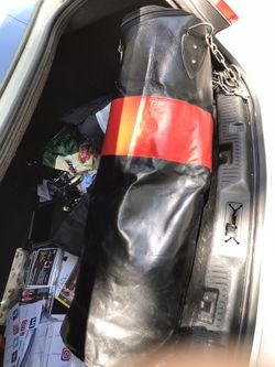 Heavy bag. Leather w chains . 36”x14”. Half full. You can fill also.