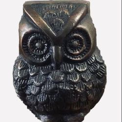  Vintage Owl Figurine Paperweight Bronze Owl 4” - Paperweight Heavy Est 1.75 Lbs