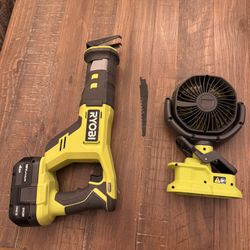 Ryobi Sawzal With Fan / Battery  Charger Included