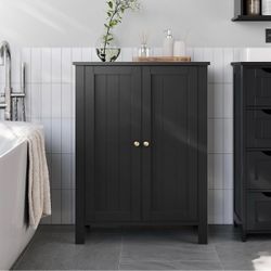 Bathroom Floor Storage Cabinet,2 Adjustable Shelves,Ink Black Bathroom Storage Unit, 23.6"L x 23.6"W x 31.5"H, HELAN Collection UBCB060B01