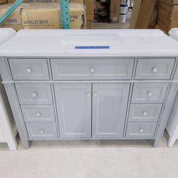 48 in. Single Bath Vanity in Gray with Marble Top in White  $739 