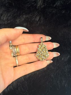 14k gold and diamond nugget pendant