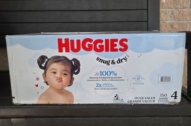 GIANT Box Huggies Size 4 150 CT Snug & Dry Diapers Caja GIGANTE Huggies Talla 4 Panales 150 Total