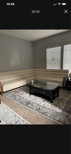 Beige leather couch