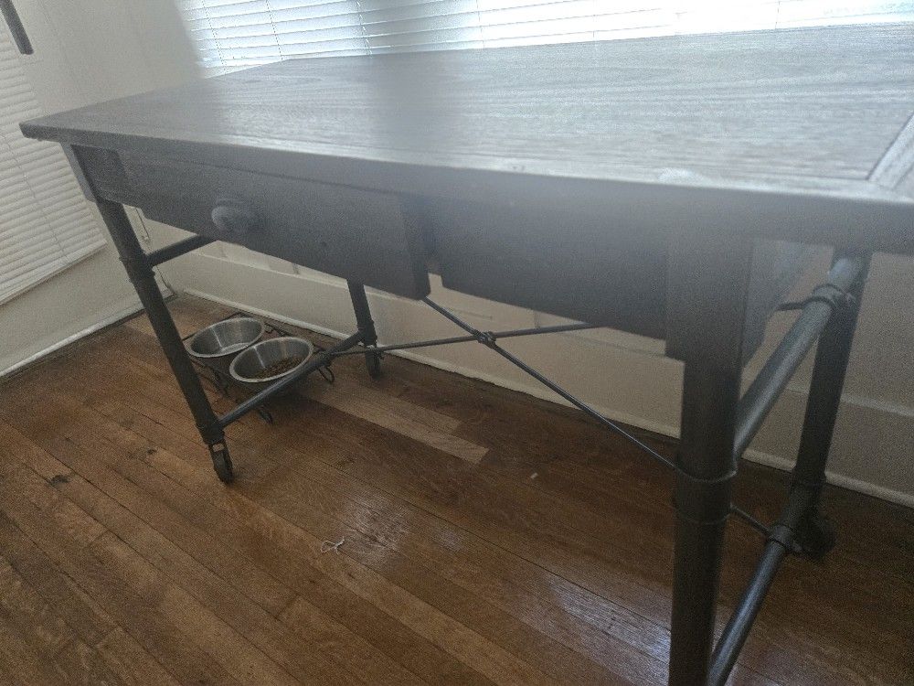 Dark Wood Industrial Desk