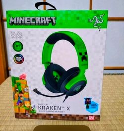 Razer Kraken X Minecraft Wired Gaming Headset Lightweight Green Nib