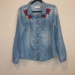 Denim Shirt With Roses 