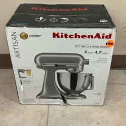 KITCHEN AID ARTISAN TILT-HEAD STAND MIXER KSM150PSCU COMTOUR SILVER.