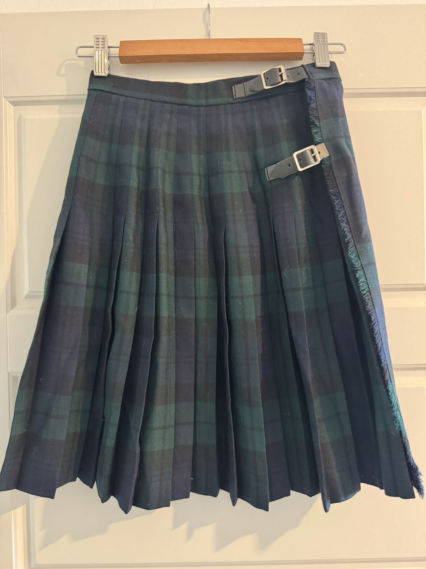 Child’s Hector Russell Kilt Skirt Navy Green Plaid 100% Wool New Never Worn