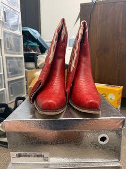 wetkiss PU Leather Slip-On Knee High Low Heeled Cowboy Boots - Red (US11)