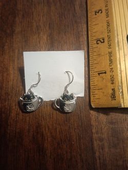 Sterling Silver Tea Cup Earrings