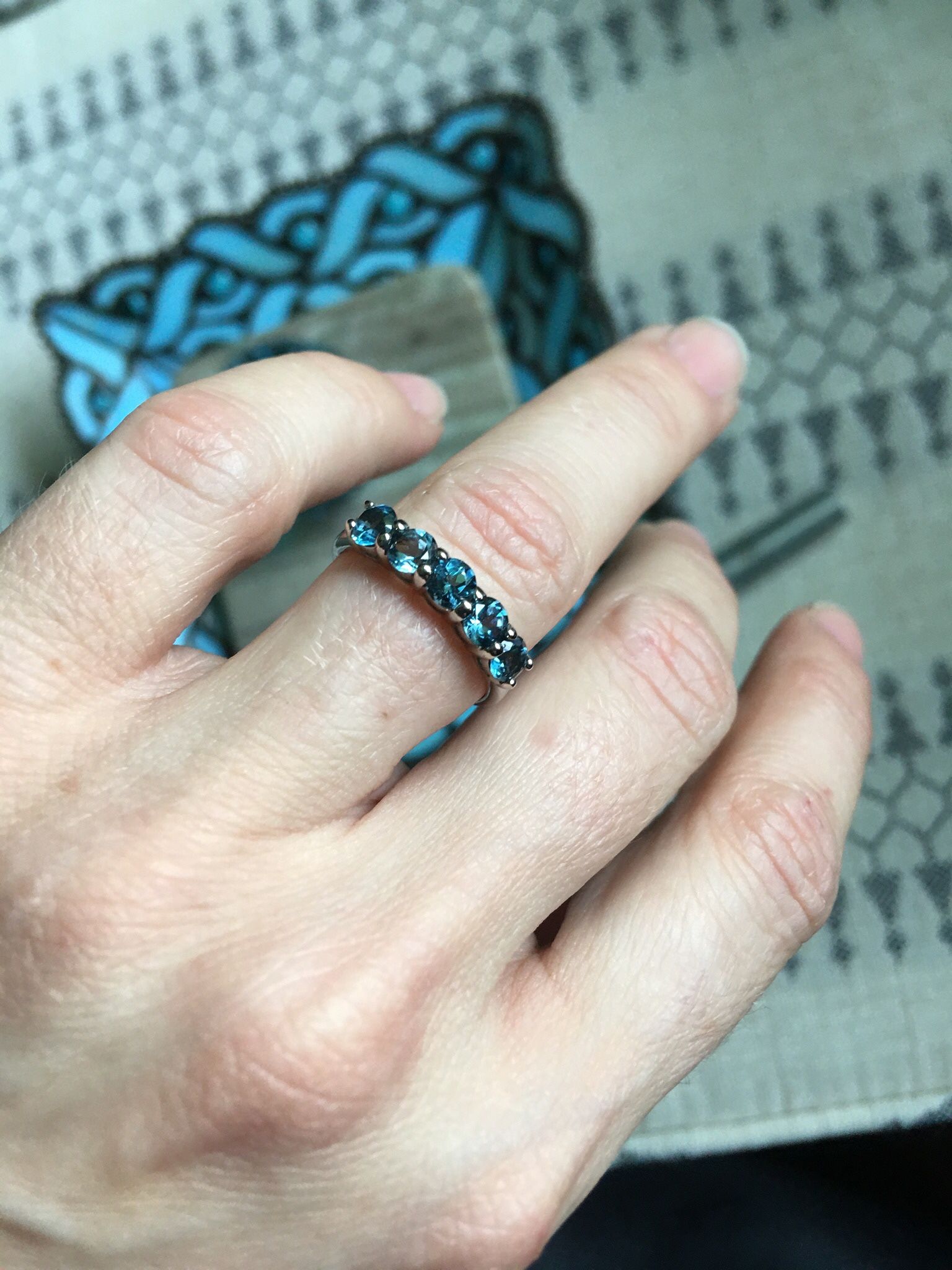 London Blue Topaz 5 Stone Ring